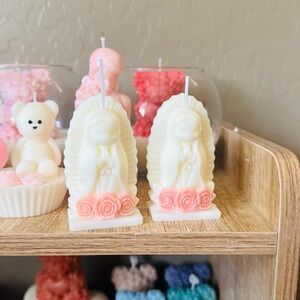 Cream and Pink Decorative Candles $6 dollars each